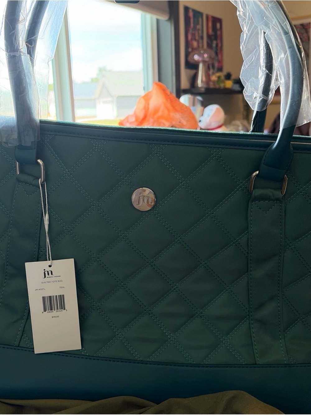 Quilted Tote Bag in Teal - Everyday Women's Handbag
